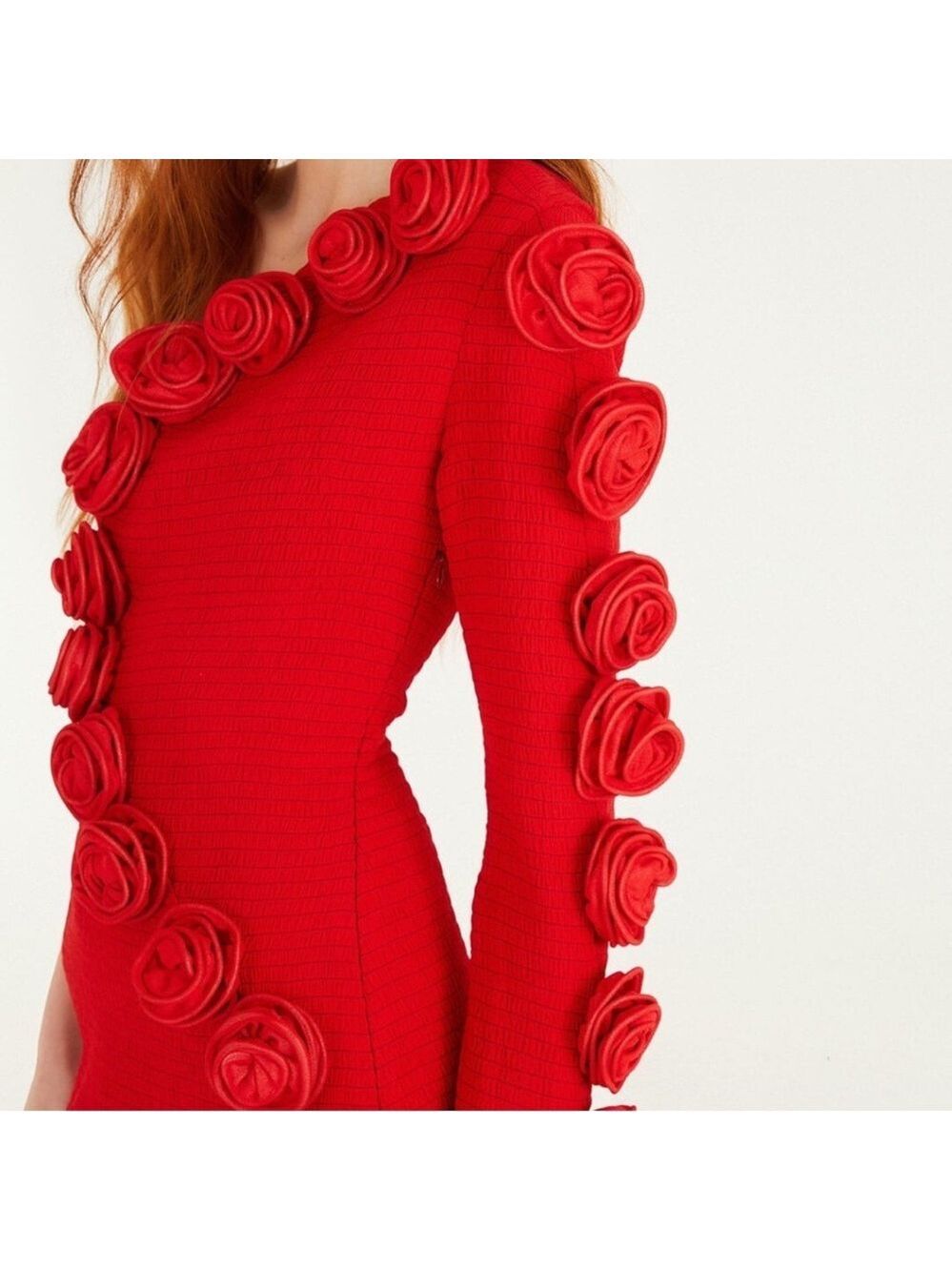 Farm Rio Red Roses One-Shoulder Slim Mini Dress - Picture 4 of 10